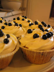 Blueberry muffins with cream cheese frosting
